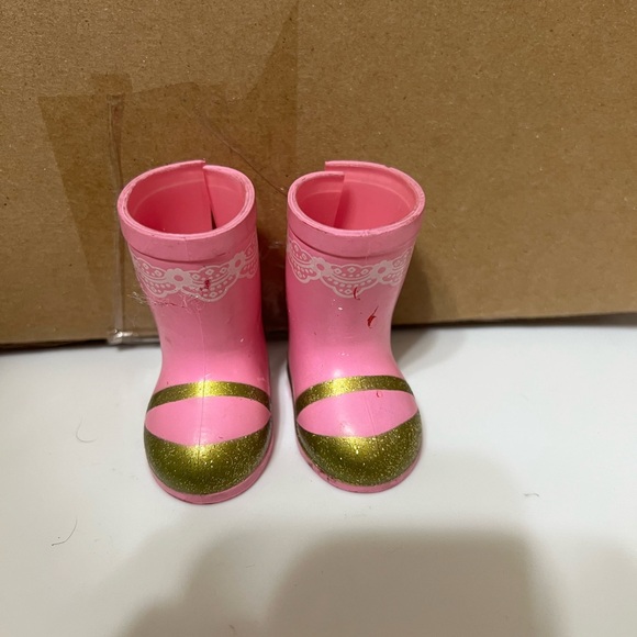 American Girl Wellie Wishers Ashlyn Pink Glitter Shoes 14.5" Doll Boots - Picture 2 of 6